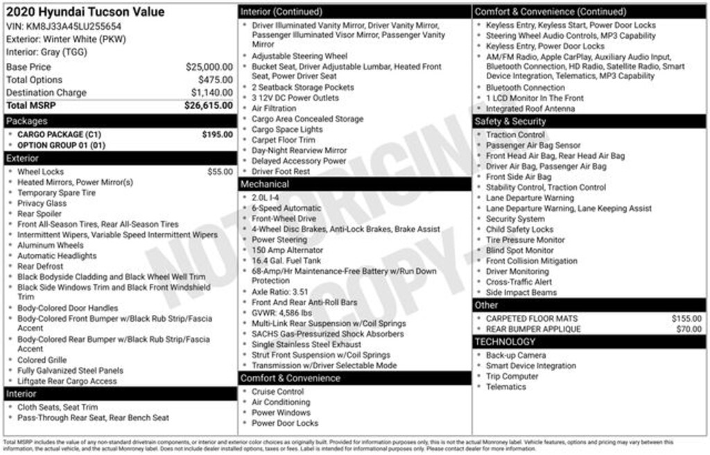 Certified 2020 Hyundai Tucson Value SUV