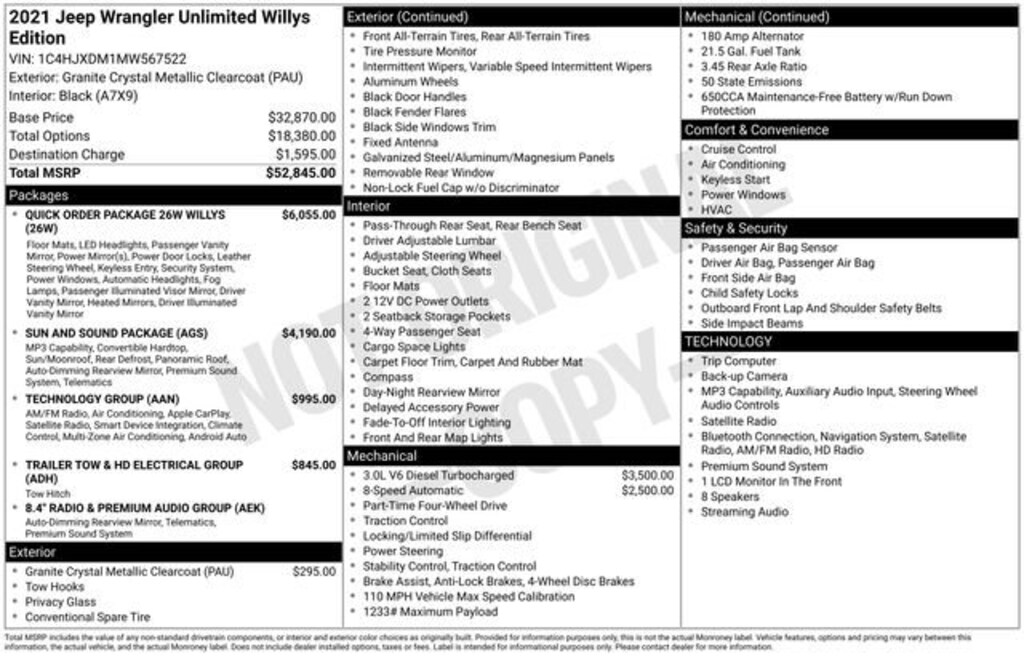 Certified 2021 Jeep Wrangler Unlimited Willys SUV
