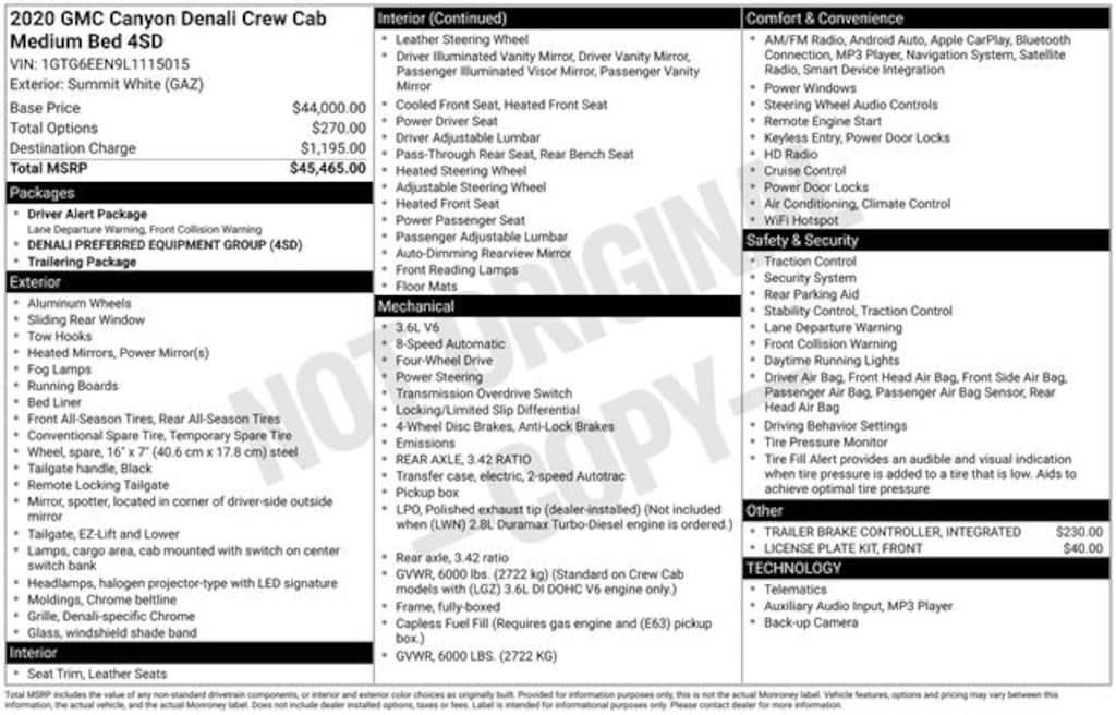 Used 2020 GMC Canyon Denali Truck Crew Cab