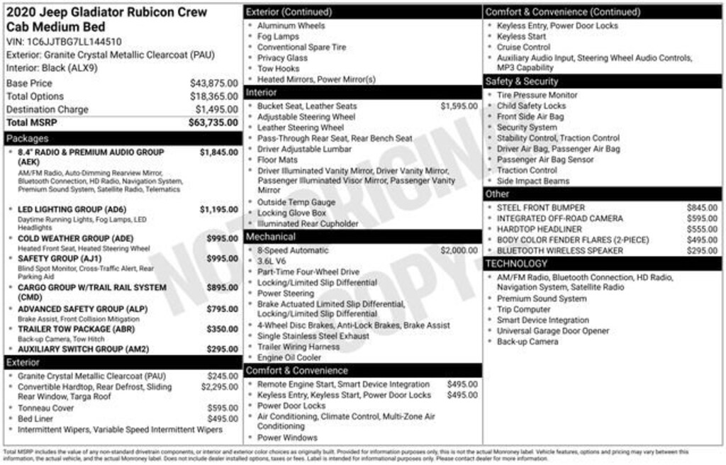 Certified 2020 Jeep Gladiator Rubicon Truck Crew Cab