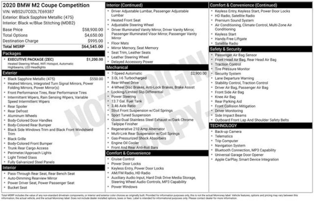 Used 2020 BMW M2 Competition Coupe
