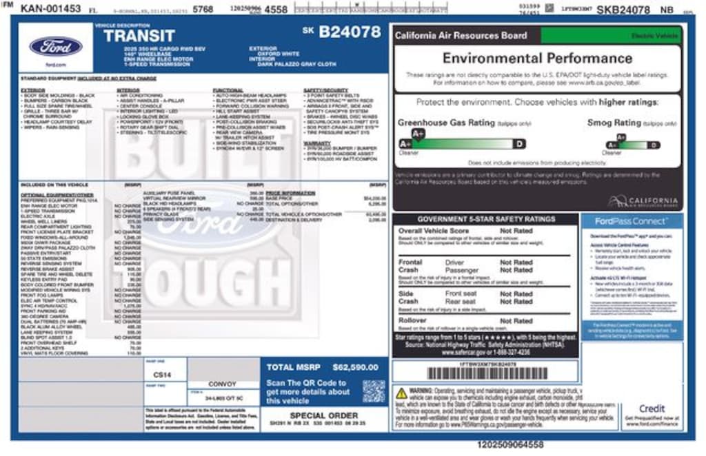 New 2025 Ford E-Transit-350 Base Van High Roof Ext. Van