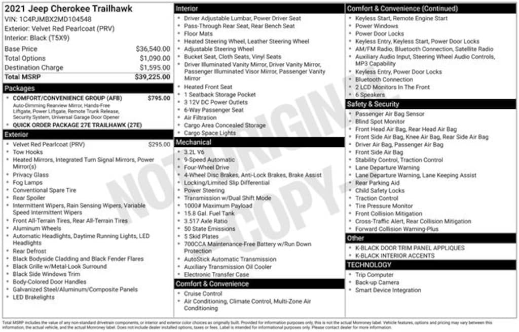 Certified 2021 Jeep Cherokee Trailhawk SUV