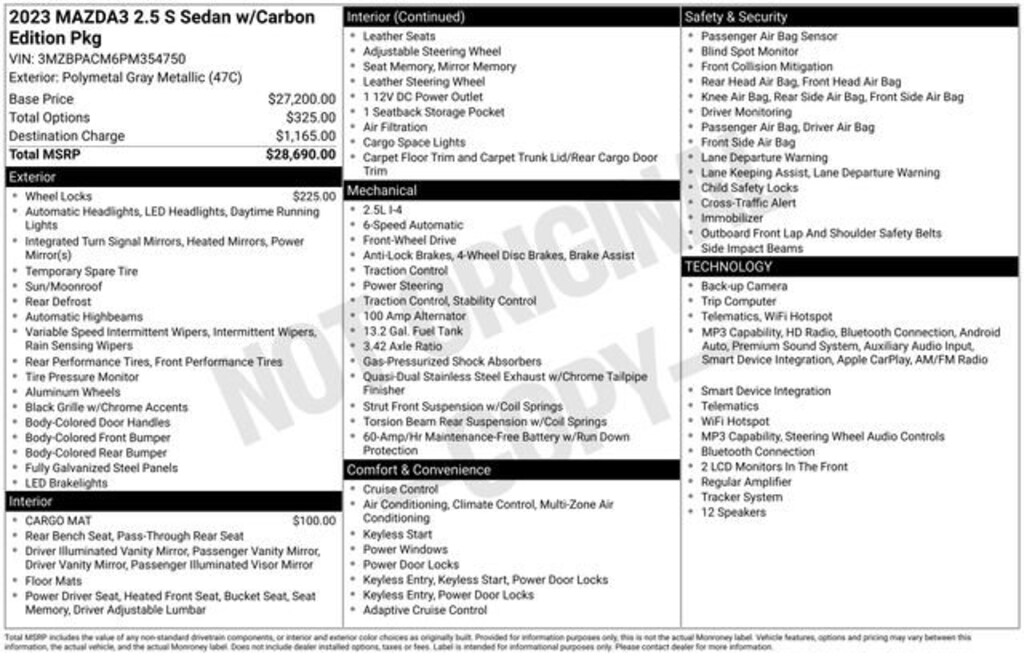 Certified 2023 Mazda Mazda3 2.5 S Carbon Edition Sedan