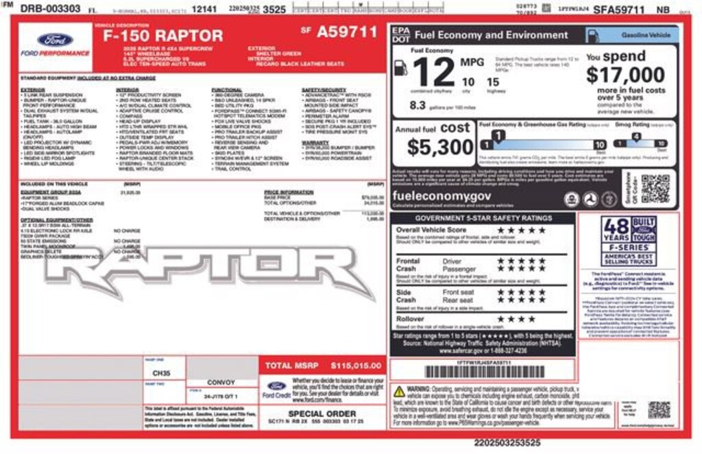 Certified 2025 Ford F-150 Raptor Truck SuperCrew Cab