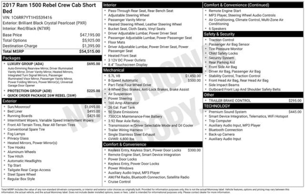 Certified 2017 Ram 1500 Rebel Truck Crew Cab