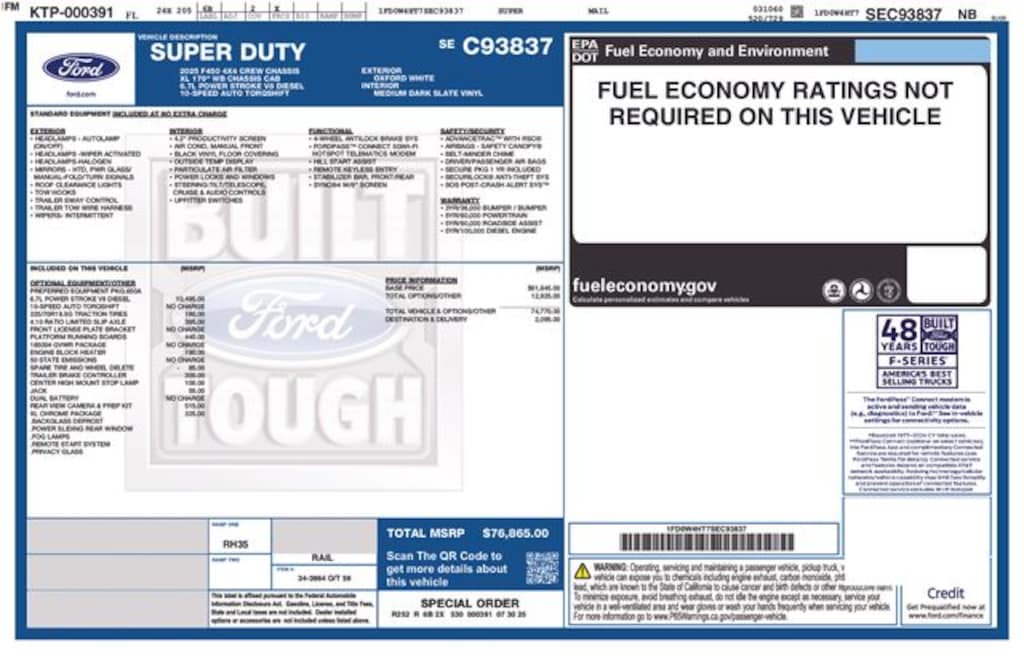 New 2025 Ford F-450SD XL Truck Crew Cab