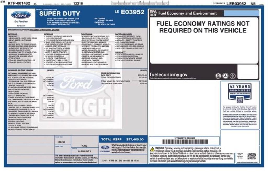 Certified 2020 Ford F-350SD Lariat Truck Crew Cab