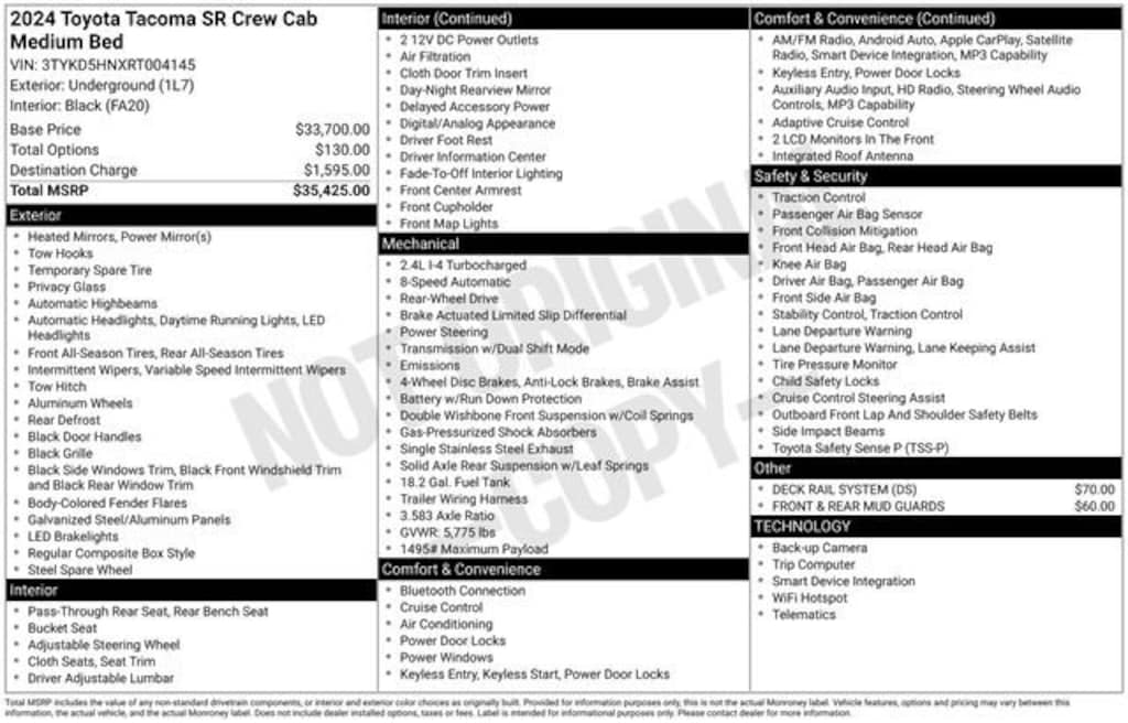 Used 2024 Toyota Tacoma SR Truck Double Cab