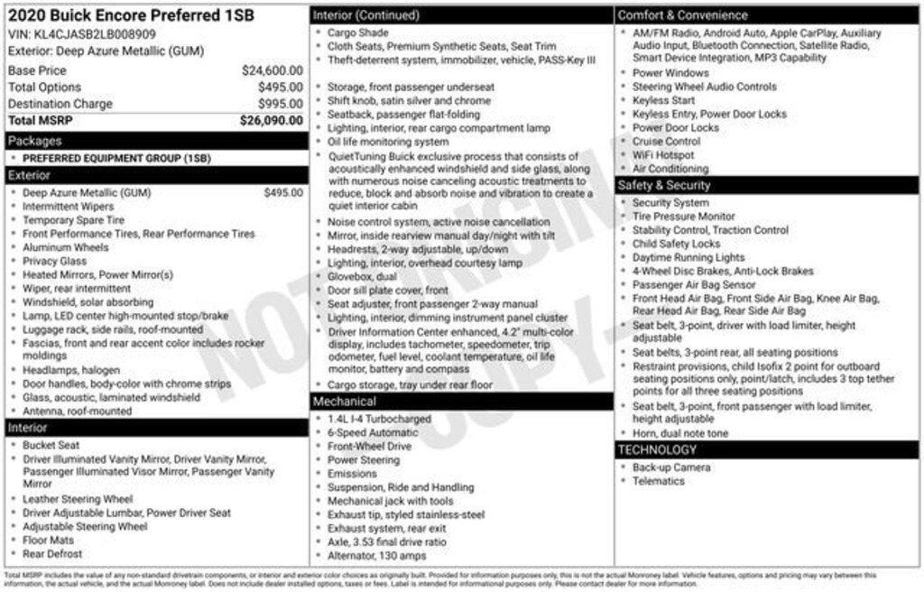 Certified 2020 Buick Encore Preferred SUV