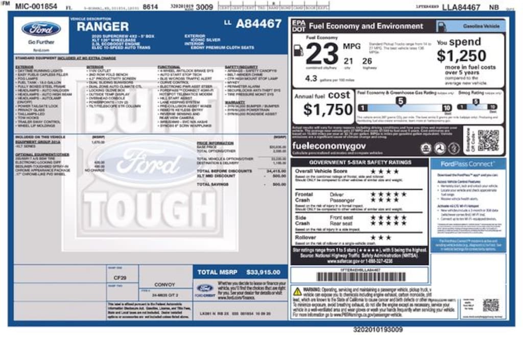 Certified 2020 Ford Ranger XLT Truck SuperCrew