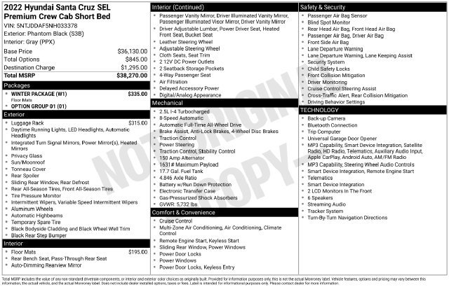 Certified 2022 Hyundai Santa Cruz SEL Premium Truck Crew Cab
