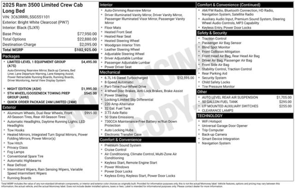 Certified 2025 Ram 3500 Limited Truck Crew Cab