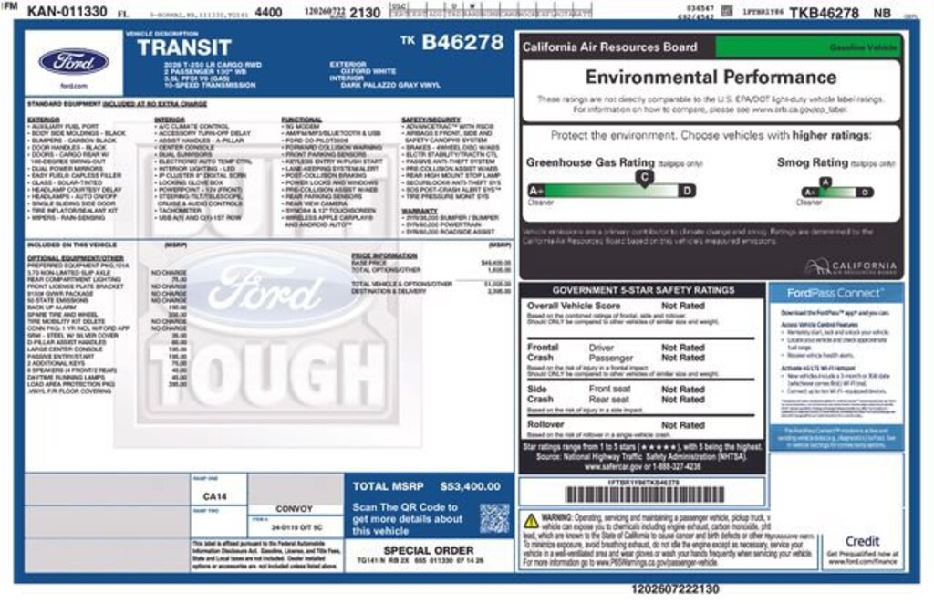 New 2026 Ford Transit-250 Base Van Low Roof Van