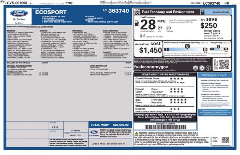 Certified 2020 Ford EcoSport SE SUV