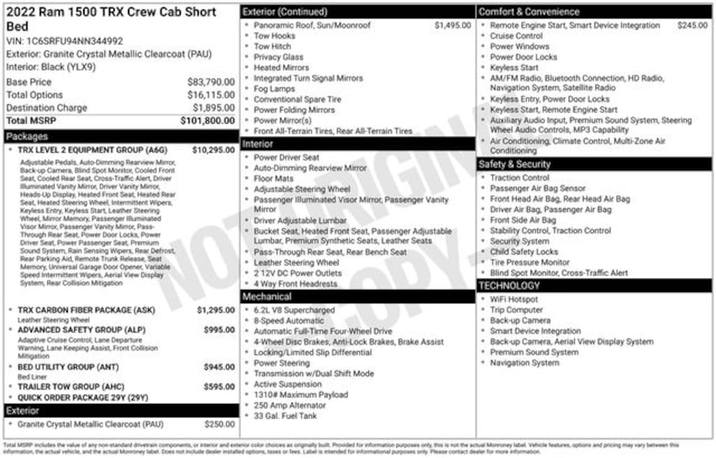 Certified 2022 Ram 1500 TRX Truck Crew Cab