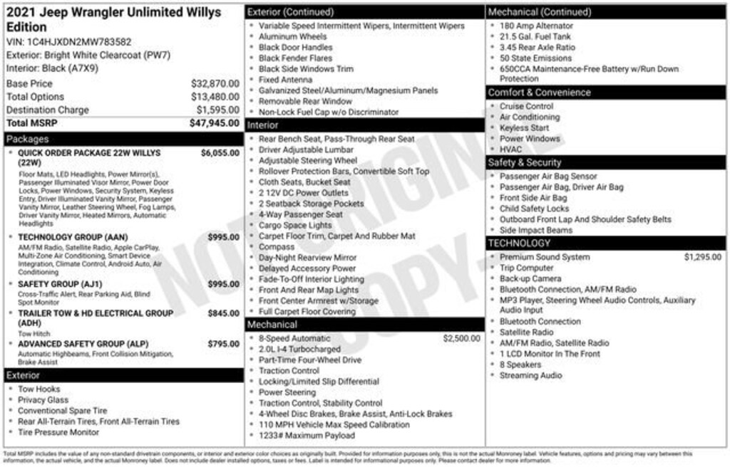 Certified 2021 Jeep Wrangler Unlimited Willys SUV