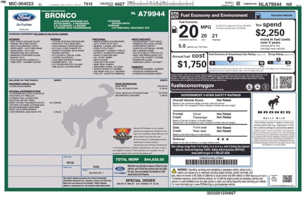 Certified 2022 Ford Bronco Outer Banks SUV