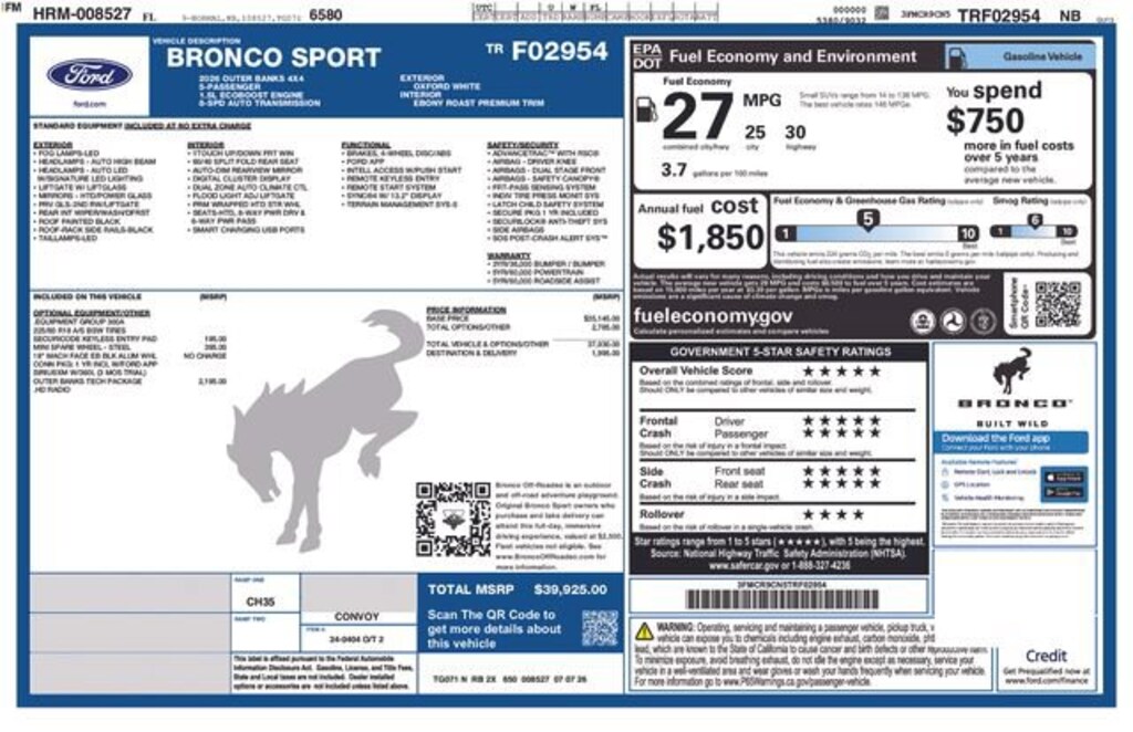 New 2026 Ford Bronco Sport Outer Banks SUV