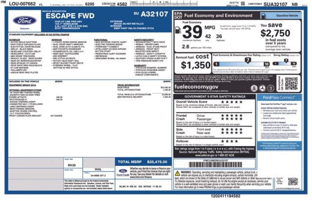 Certified 2025 Ford Escape Hybrid ST-Line SUV