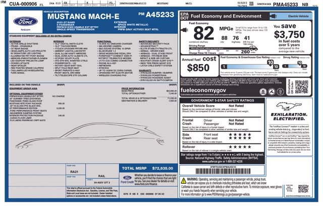 Certified 2023 Ford Mustang Mach-E GT AWD with VIN 3FMTK4SXXPMA45233 for sale in Clearwater, FL