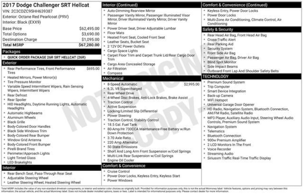 Certified 2017 Dodge Challenger SRT Hellcat Coupe
