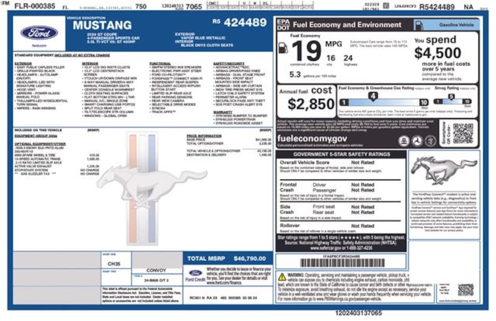 Certified 2024 Ford Mustang GT Coupe