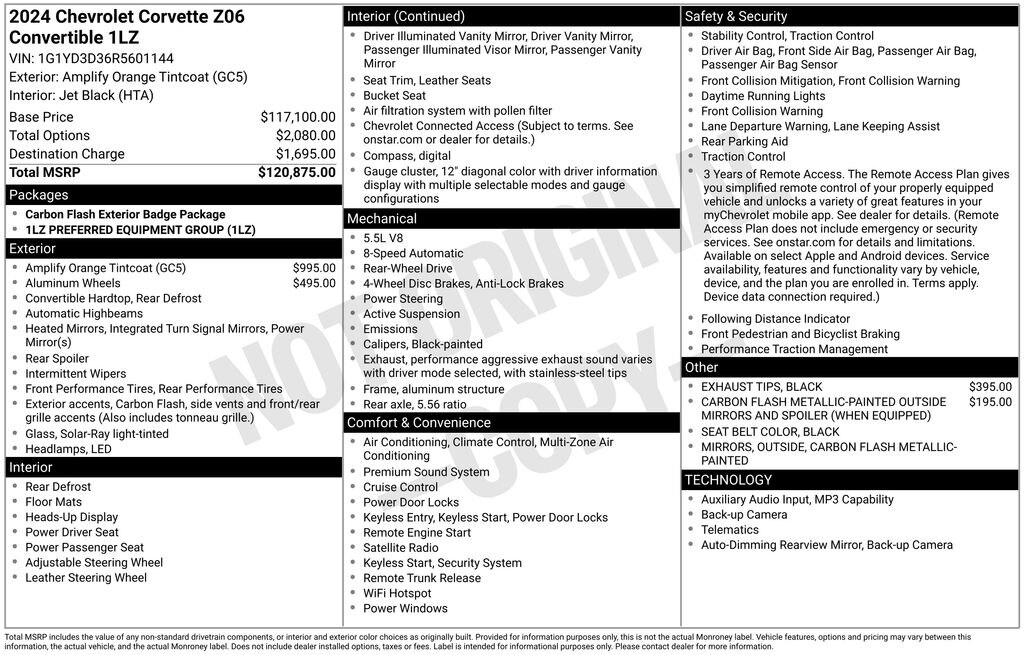 Used 2024 Chevrolet Corvette Stingray Z06 Convertible