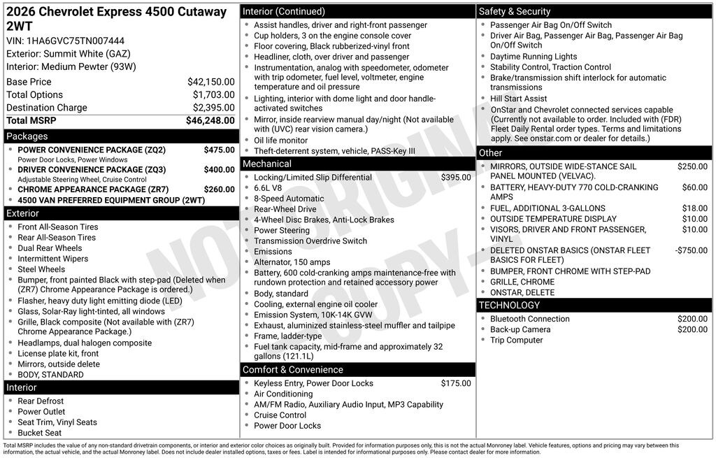 New 2026 Chevrolet Express Cutaway