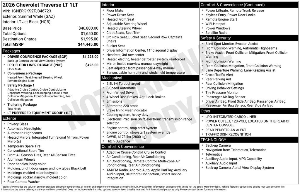 New 2026 Chevrolet Traverse