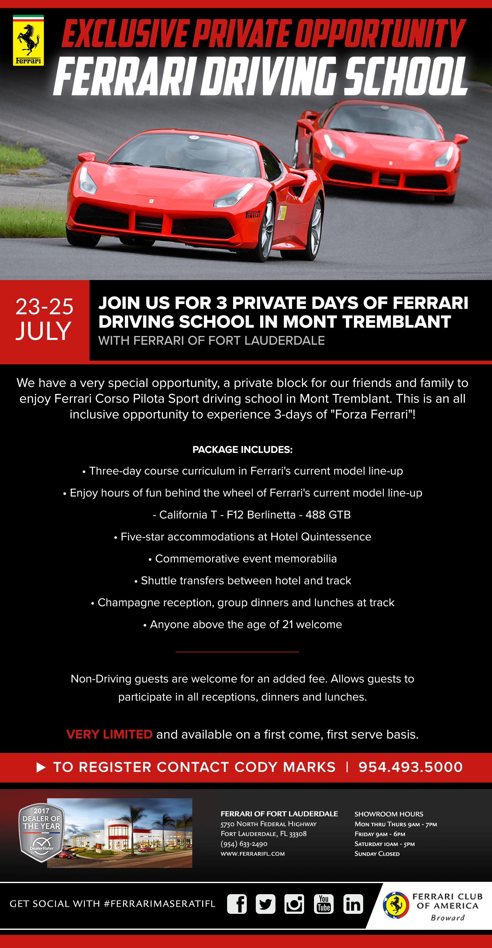 Ferrari Corso Pilota in Mt. Tremblant July 22-24