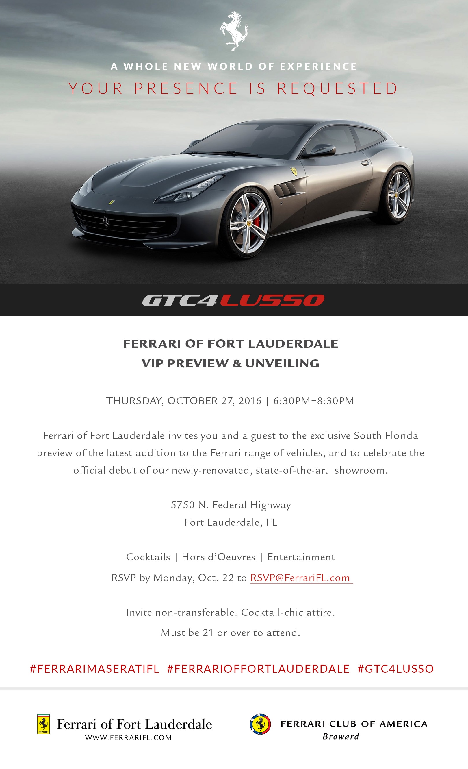 Private Unveiling of Ferrari GTC4Lusso at Ferrari of Fort Lauderdale