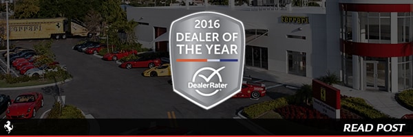 Ferrari of Fort Lauderdale named 2016 Dealer of the Year by DealerRater