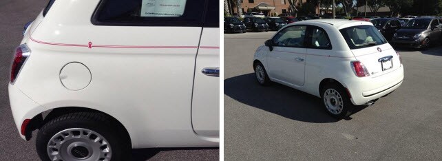 Pink Fiat 500 Exterior