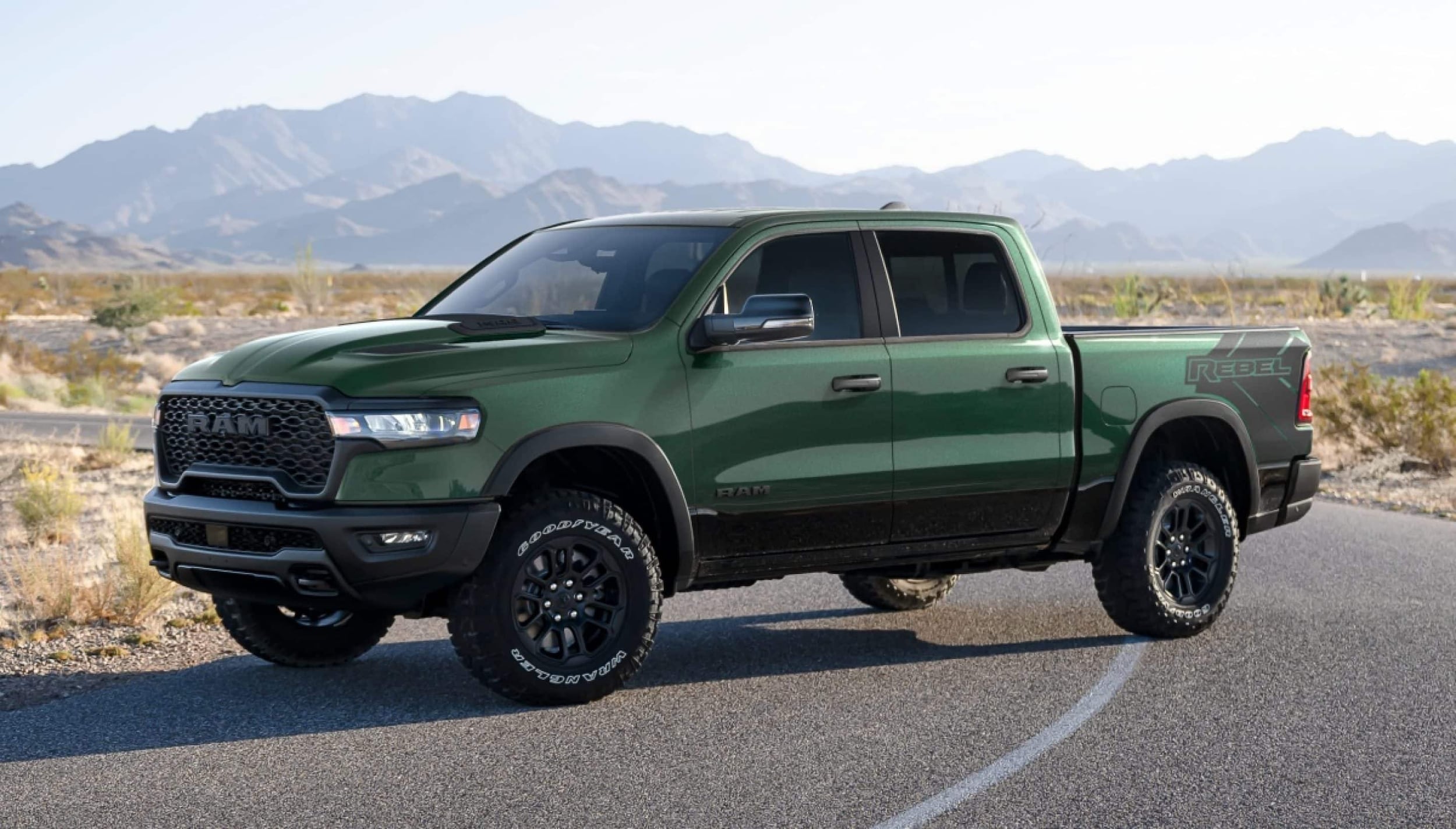 2026 RAM 1500 posed stoically in front of mountains