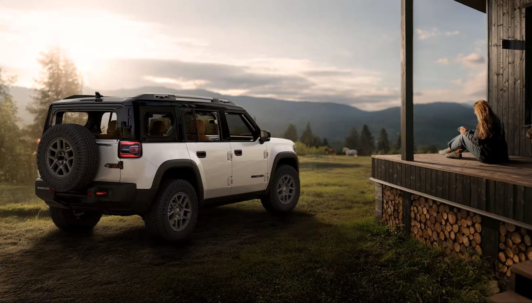 2026 Jeep Recon EV parked at a cabin