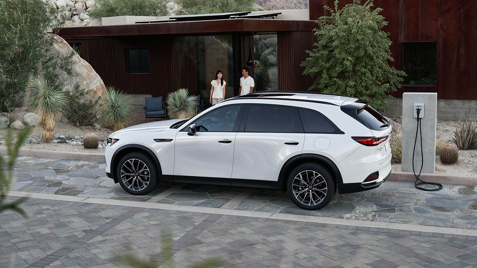 2025 Mazda CX-70 PHEV in Rhodium White Premium, plugged in