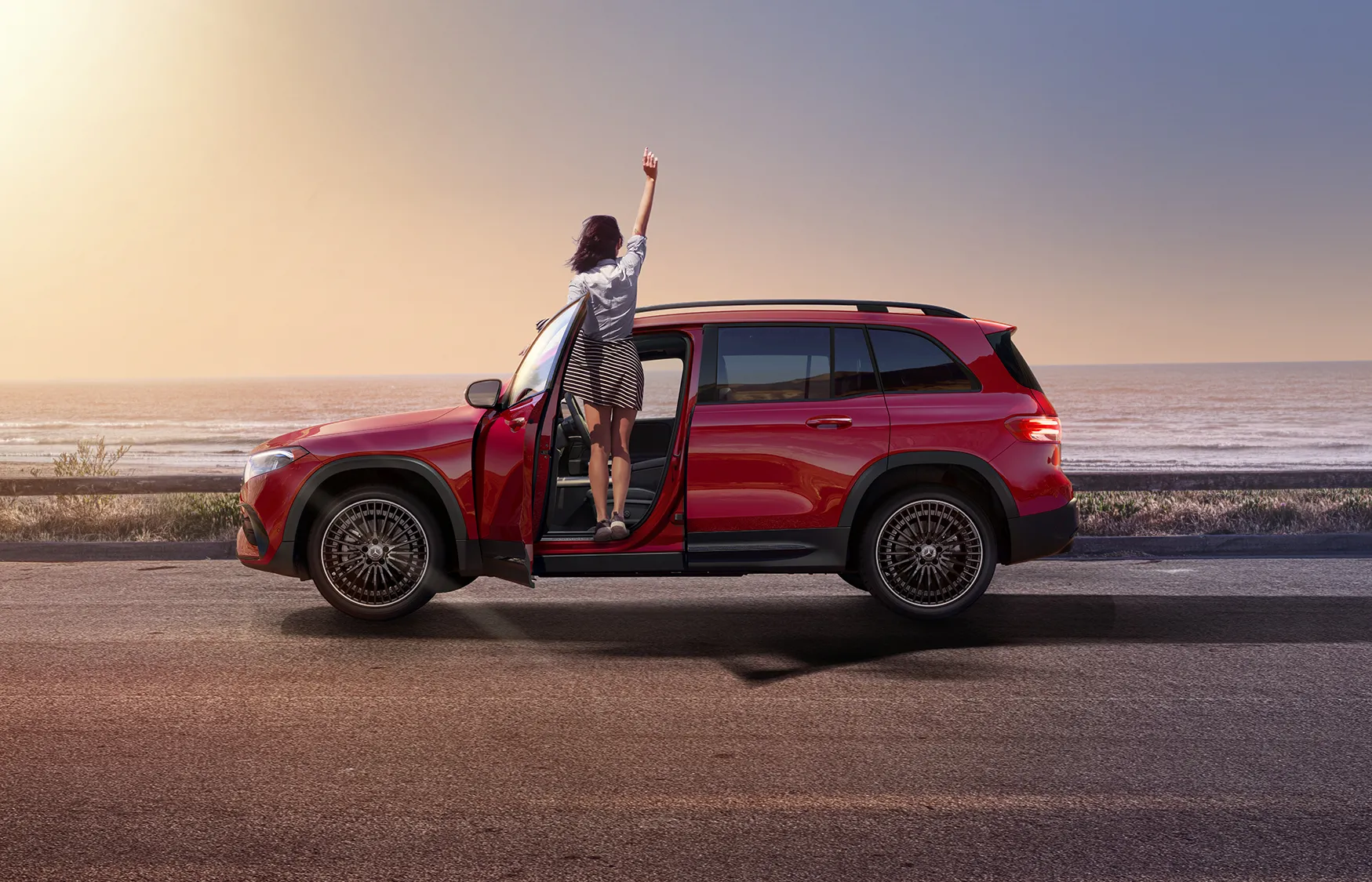 2024 Mercedes-Benz EQB SUV Red Beach Road Coast