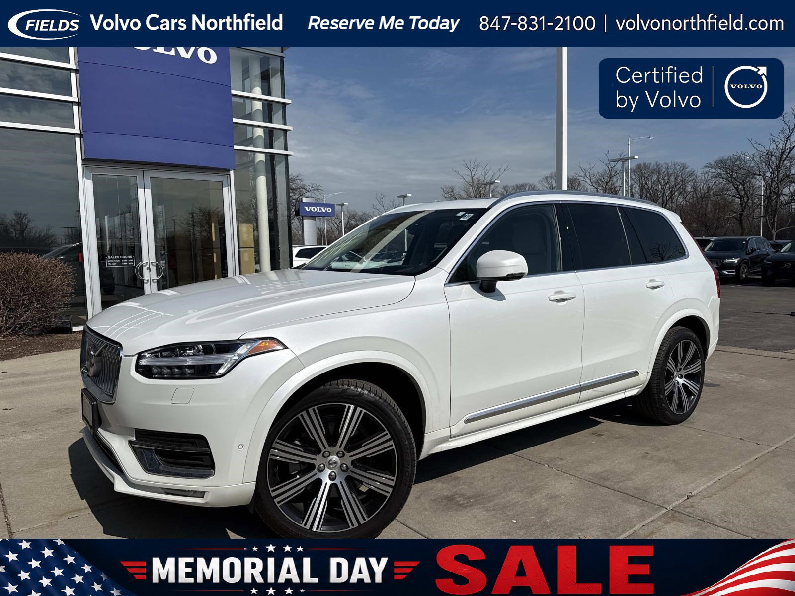 Crystal White 2023 Volvo XC90 B6 Ultimate Bright Theme 6-Passenger AWD SUV / Crossover All-Wheel Drive Automatic