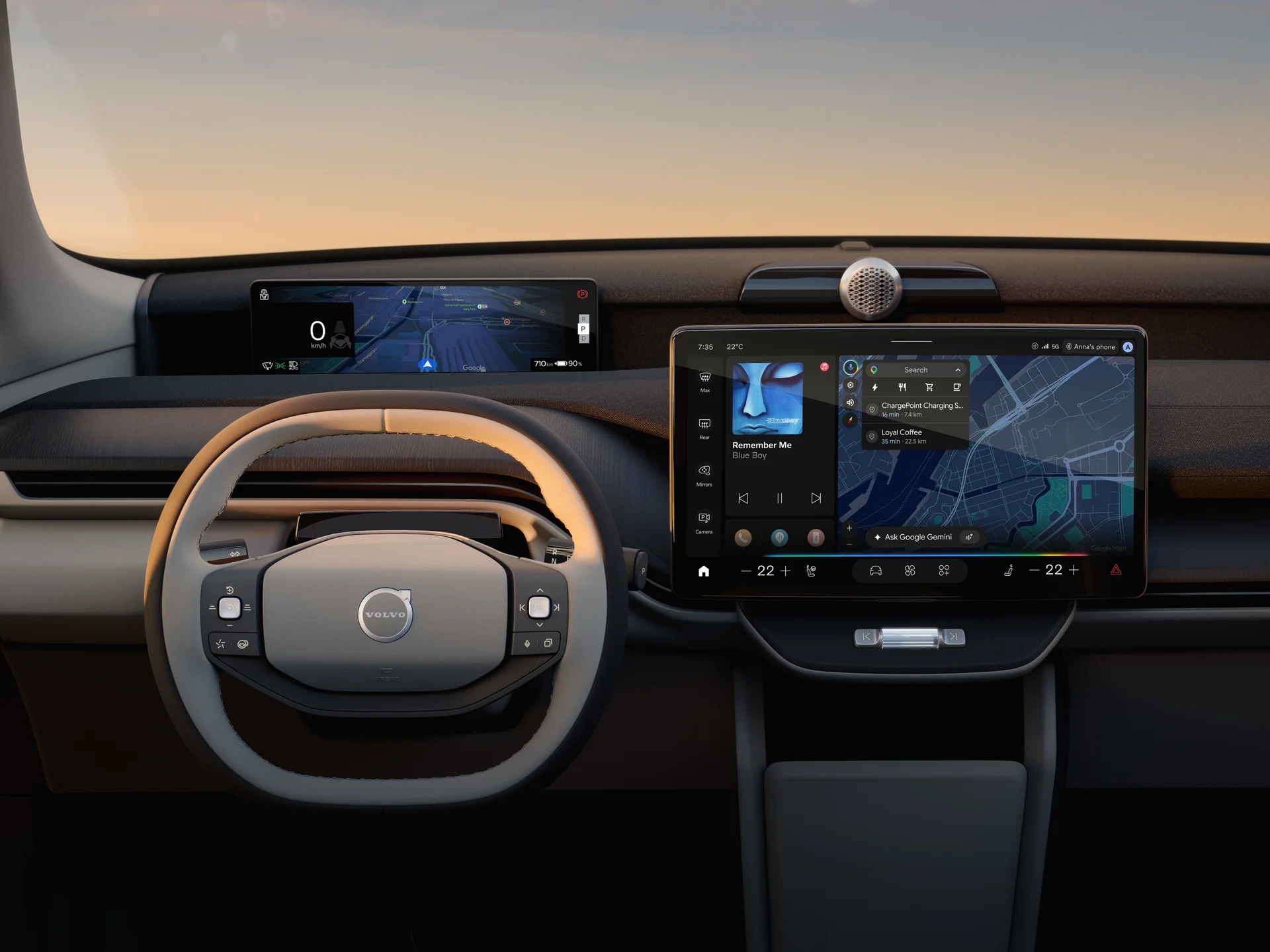 Volvo Google Gemini screen and dashboard