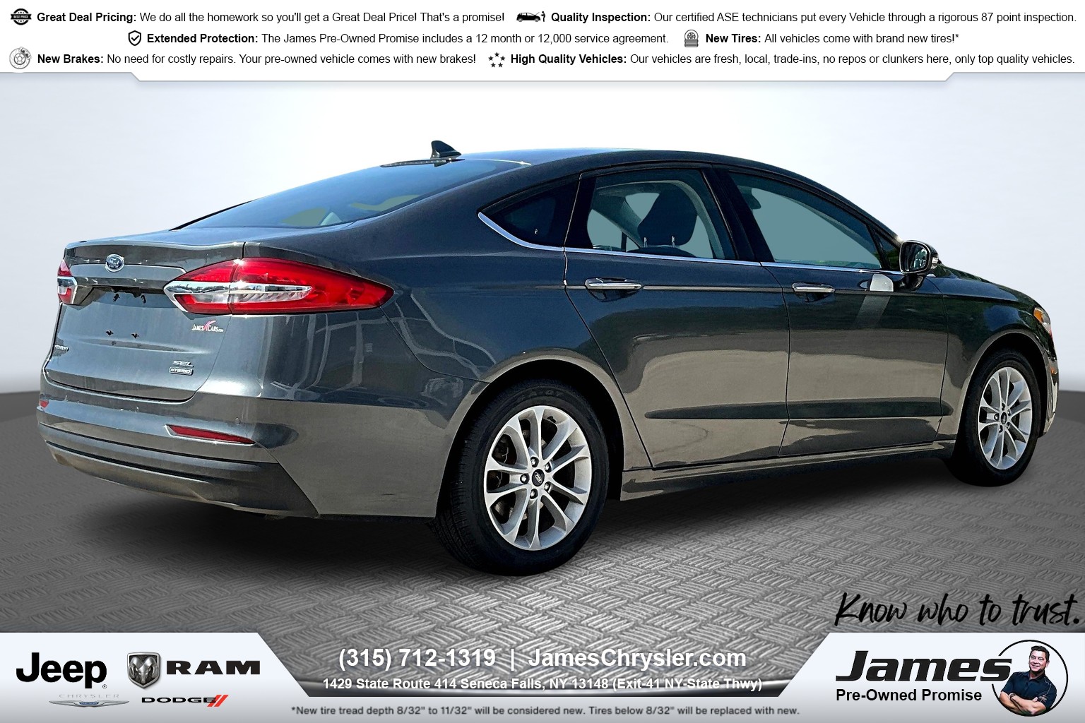 Used 2020 Ford Fusion Hybrid SEL with VIN 3FA6P0MU6LR263557 for sale in Seneca Falls, NY