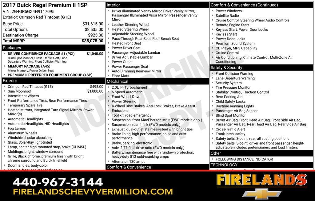 Used 2017 Buick Regal Premium 2 with VIN 2G4GR5GX4H9117095 for sale in Vermilion, OH