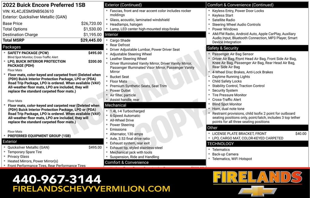 Used 2022 Buick Encore Preferred with VIN KL4CJESM5NB563610 for sale in Vermilion, OH