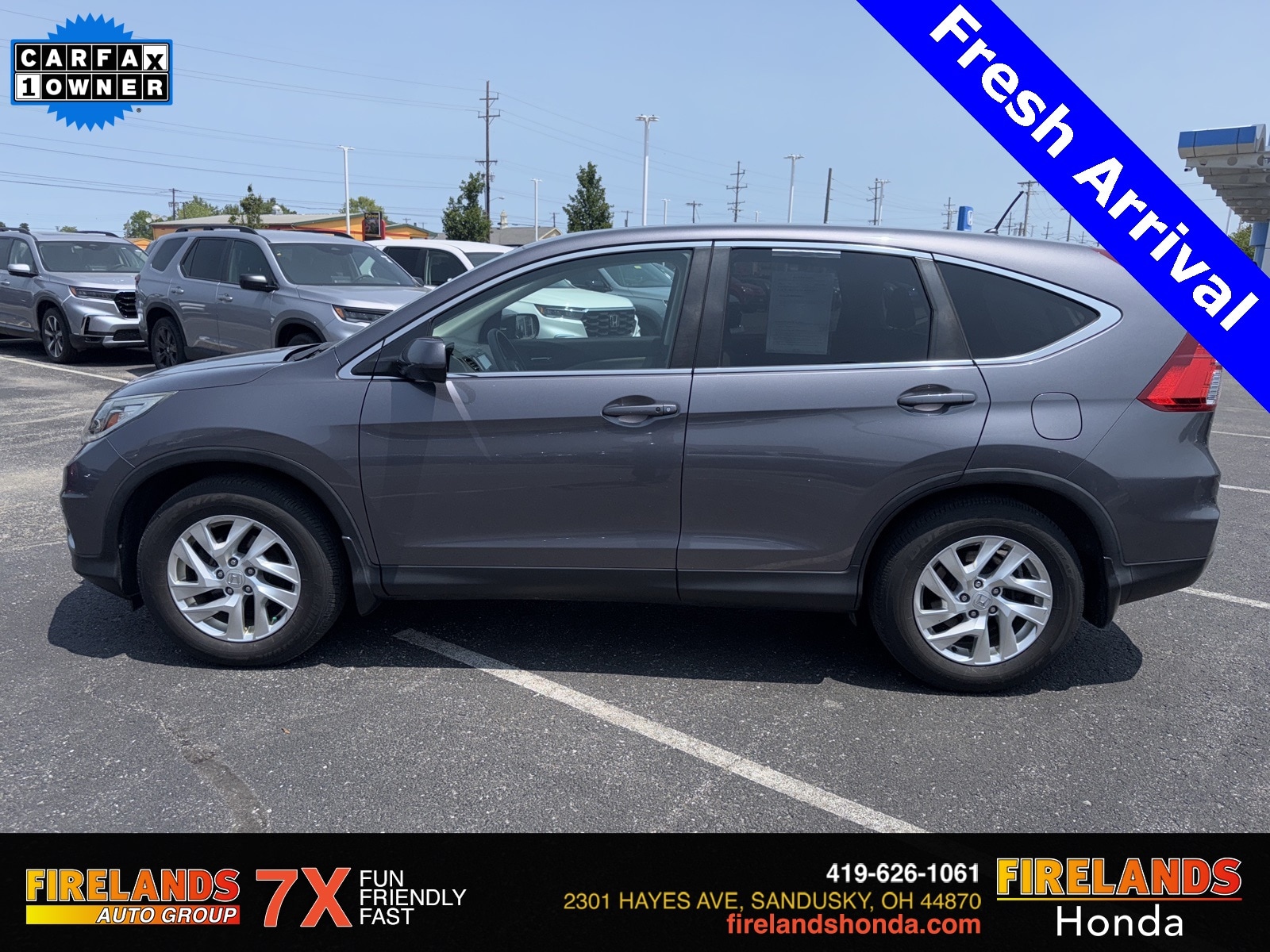 Certified 2015 Honda CR-V EX with VIN 5J6RM3H53FL002291 for sale in Sandusky, OH