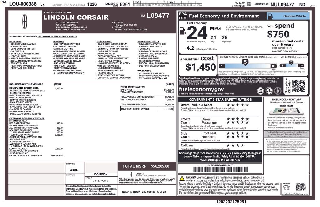 Used 2022 Lincoln Corsair Reserve SUV