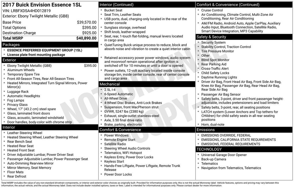 Used 2017 Buick Envision Essence SUV