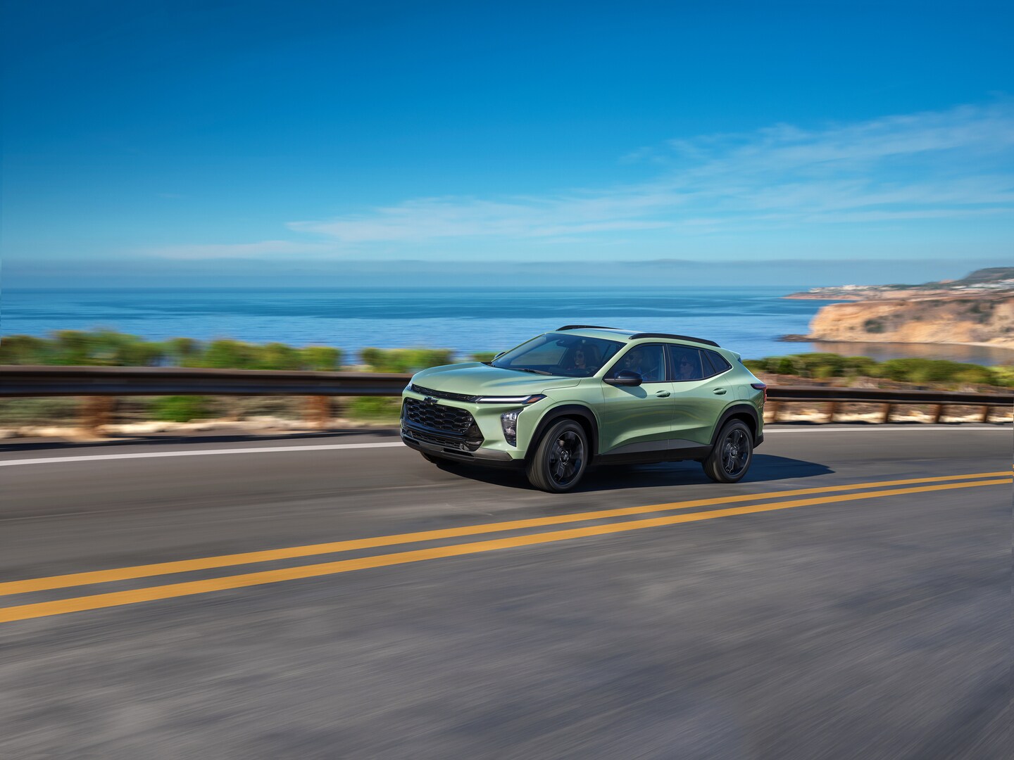  New Chevrolet Trax traveling by road near the ocean