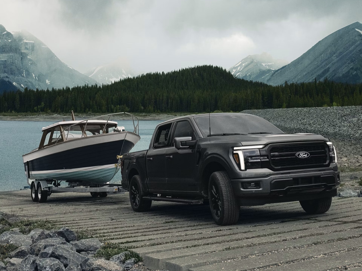 Ford F-150 with boat trailer