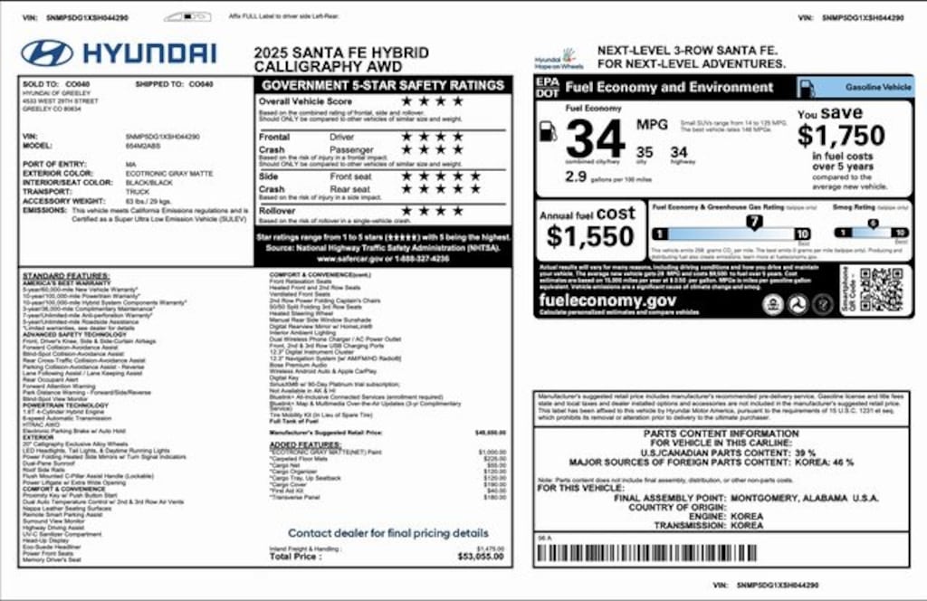 Used 2025 Hyundai Santa Fe Hybrid Calligraphy SUV