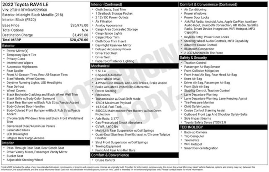 Used 2022 Toyota RAV4 LE SUV